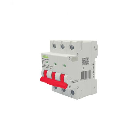 Wolverine -u00a0MCB Miniature Circuit Breaker 6kA 3 Pole 50 Amp C Curve 400V 415V ac 3 Module Red Dolly Main Switch Suitable  x4 - WOMCB6350R