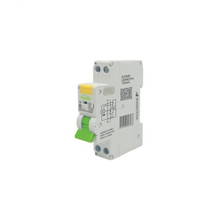 Wolverine -u00a0RCBO Residual Current Breaker with Overcurrent Protection 4.5kA 1 Pole 25A 230V 240V ac 30mA Type A 1 Module  x10 - WORCBO45125