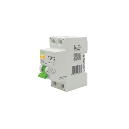 Wolverine -u00a0RCD Residual Current Device 6kA 2 Pole 20 Amp 230V 240V ac 30mA Type A 2 Module  x6 - WORCD6220