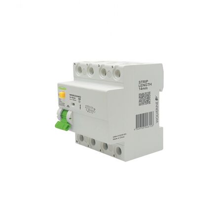 Wolverine -u00a0RCD Residual Current Device 6kA 4 Pole 63 Amp 400 415V 30mA Type A 4 Module  x3 - WORCD6463