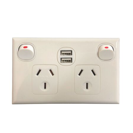Power Point Double 10 Amp Double Pole With USB