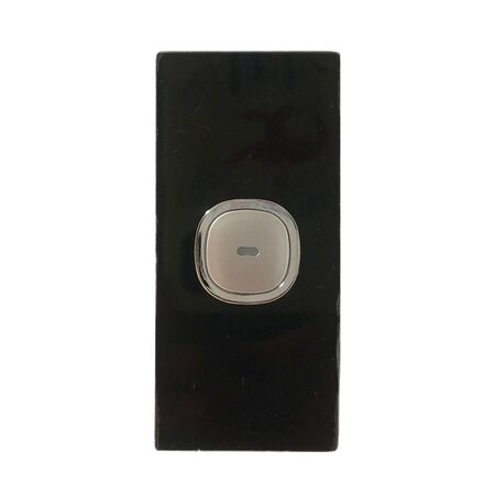 Glass Single Gang Architrave Switch With Built-In LED Push Button Black