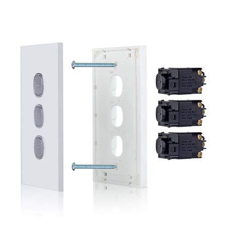 Glass Three Gang Switch With Built-In LED Push Button