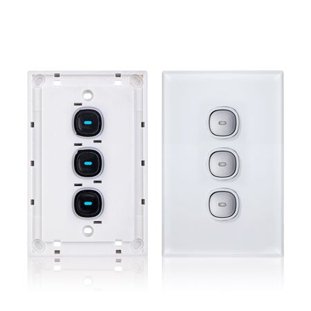 Glass Three Gang Switch With Built-In LED Push Button
