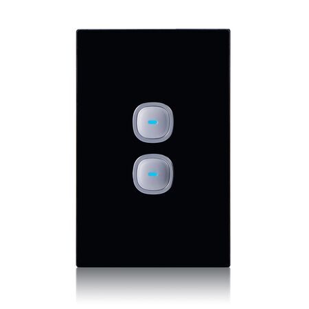 Glass Two Gang Switch With Built-In LED Push Button Black