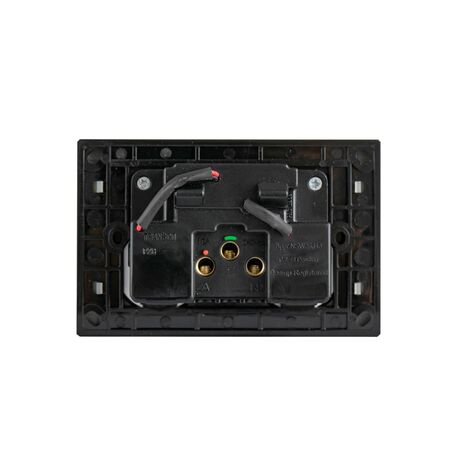 Glass Double GPO With Built-In LED Push Button Switch Black