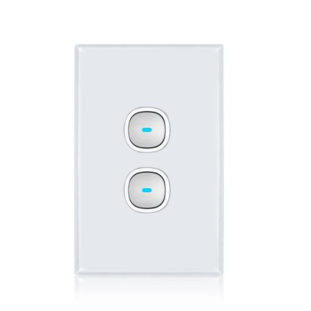 Glass Two Gang Switch With Built-In LED Push Button
