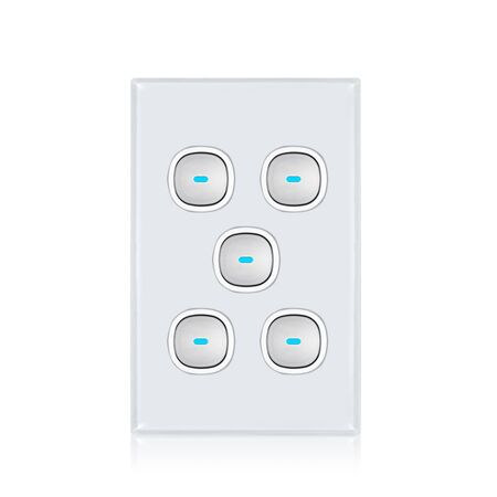 Glass Five Gang Switch With Built-In LED Push Button