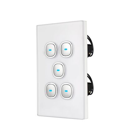 Glass Five Gang Switch With Built-In LED Push Button