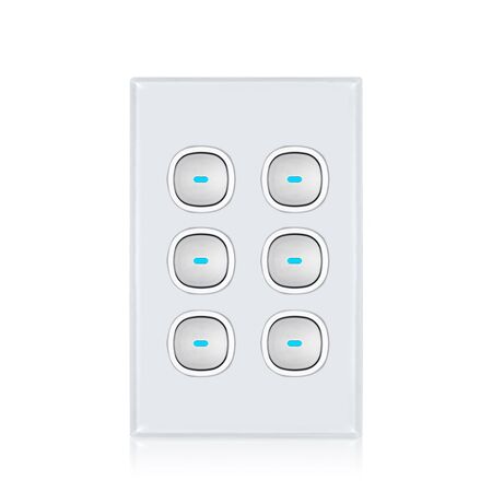 Glass Six Gang Switch With Built-In LED Push Button