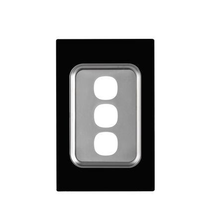 Glass Three Gang Switch Body And Cover Only Black