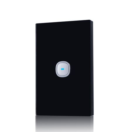 Glass Single Gang Switch With Built-In LED Push Button Black