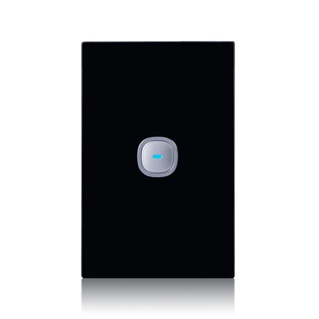 Glass Single Gang Switch With Built-In LED Push Button Black