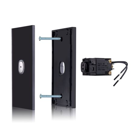 Glass Single Gang Switch With Built-In LED Push Button Black