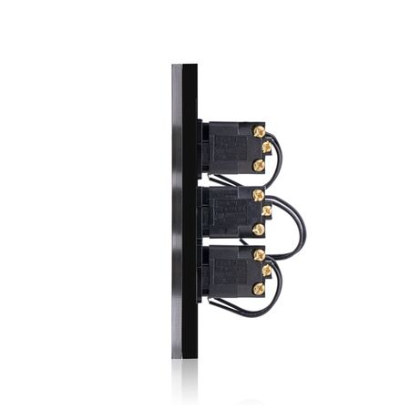 Glass Three Gang Switch With Built-In LED Push Button Black