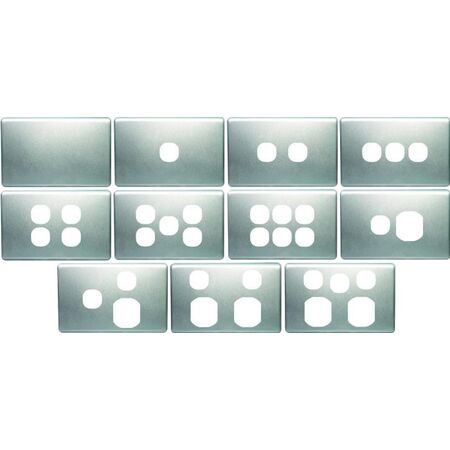 KS 6 Gang Metal Cover Plate - Silver - KS/CPSW6/SV