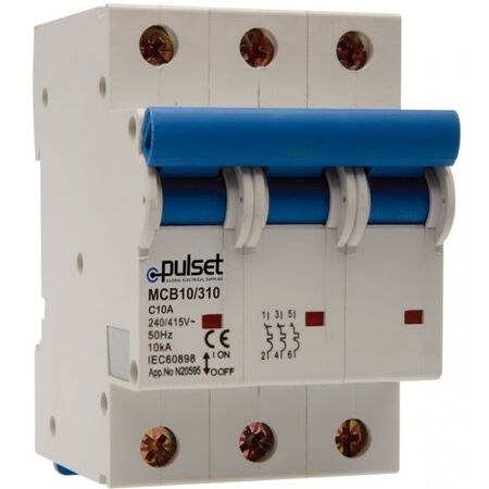 10Amp 3 Pole MCB 10KA - MCB10/310