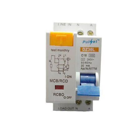 2 Pole 16Amp MCB/RCD 4.5KA Electronic Combo AC Type - RCBO/16E