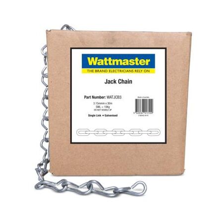 Jack Chain 3.15mm Single Link Galvanised 30m 10kg Limit