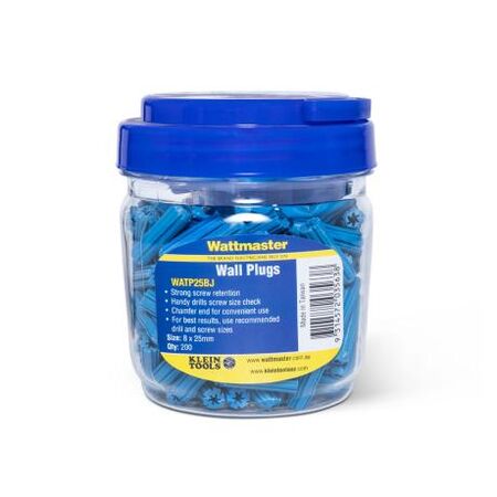 Anchor Wall Plug Blue Diameter 8mm X Length 25mm 200 Jar