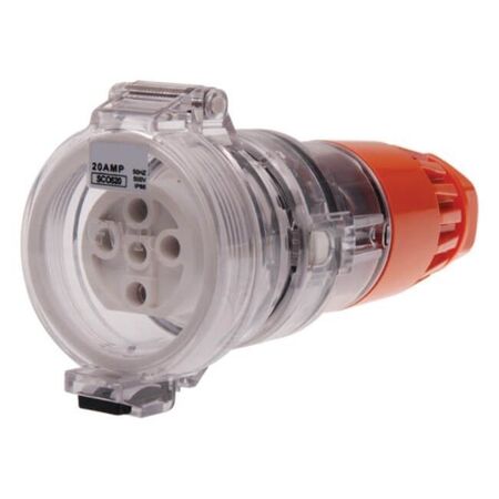 3 Phase 5 Round Pin Extension Socket - 50Amp - IP/SCO5P50