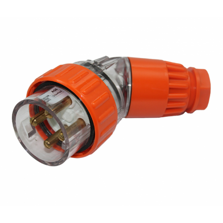 3 Phase 4 Round Pin Angled Plug - 32Amp - IP/PLA3PH432