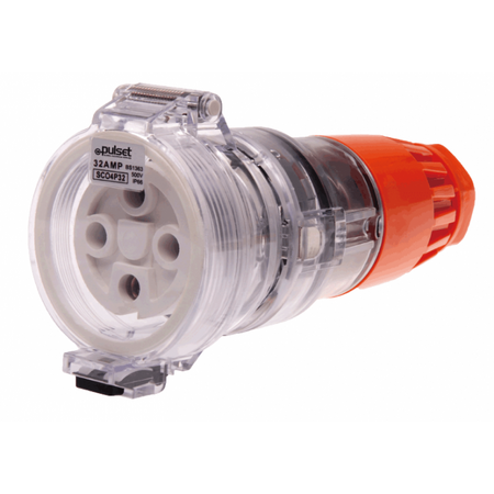 3 Phase 4 Round Pin Extension Socket - 10Amp - IP/SCO4P10