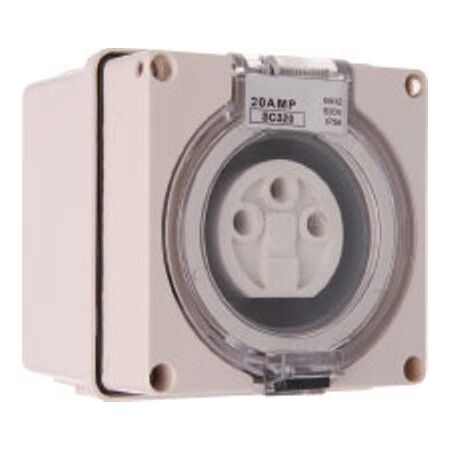 3 Round Pin Socket - 20Amp - IP/SC320R