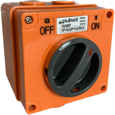 2 Phase Square Switch - 10Amp - RESISTIVE ORANGE - IP/S2P10/RO