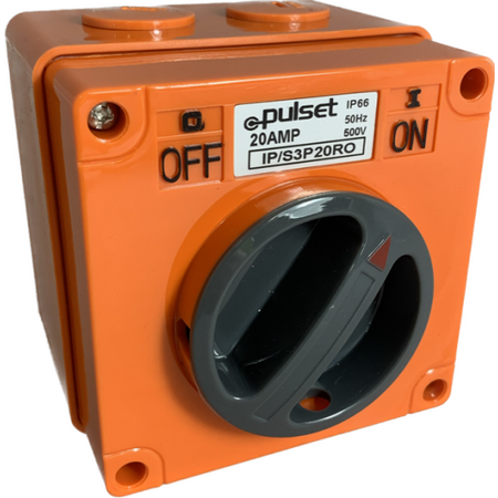 3 Phase Square Switch - 32Amp - RESISTIVE ORANGE - IP/S3P32/RO