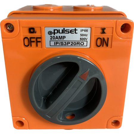 3 Phase Square Switch - 32Amp - RESISTIVE ORANGE - IP/S3P32/RO