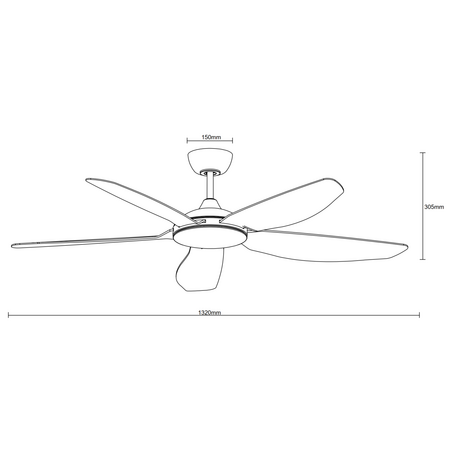 Esprit DC 1320mm 5 ABS Blade WIFI & Remote Control Ceiling Fan Only Matt Black