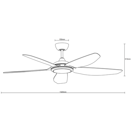 Esprit DC 1320mm 5 ABS Blade WIFI & Remote Control Ceiling Fan with Variable Dim 20w CCT LED Light Matt Black