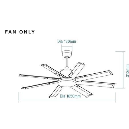 Albatross Mini DC 1650mm 65 8 Blade Remote Control Ceiling Fan Matt Black