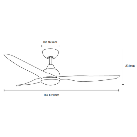 Avoca DC 1320mm 3 ABS Blade WIFI & Remote Control Ceiling Fan with Variable Dim 20w CCT LED Light Matt White