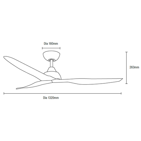 Avoca DC 1220mm 3 ABS Blade WIFI & Remote Control Ceiling Fan Only Matt White/Oak