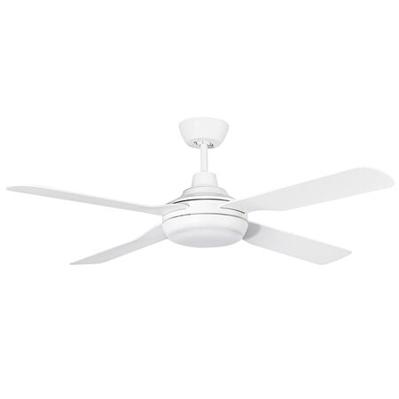 Discovery II 1220mm 4 Blade ABS Ceiling Fan with 15w Tricolour LED Light White