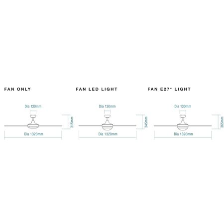 Lifestyle 1320mm 4 Blade Ceiling Fan Only Matt Black