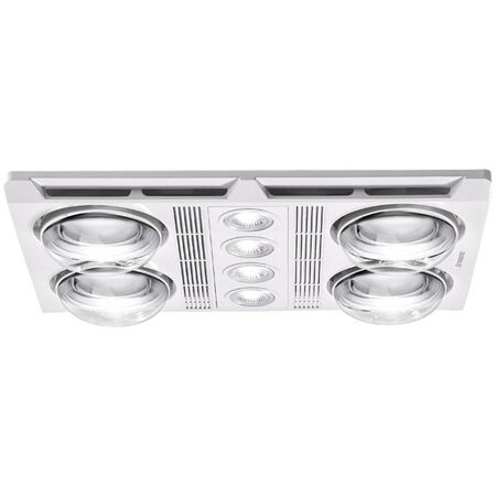 Profile Plus 4 Heat 3 in 1 Bathroom Heater Exhaust Fan with LED Lights White