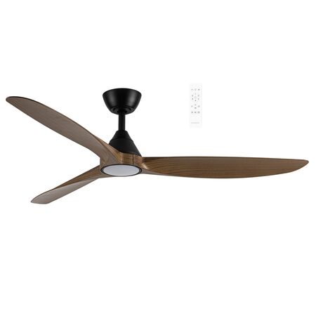 Seaforth DC 1320mm 3 ABS Blade WIFI & Remote Control Ceiling Fan with Variable Dim 15w CCT LED Light Matt Black/Teak