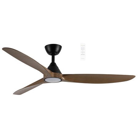 Seaforth DC 1320mm 3 ABS Blade WIFI & Remote Control Ceiling Fan with Variable Dim 15w CCT LED Light Matt Black/Teak