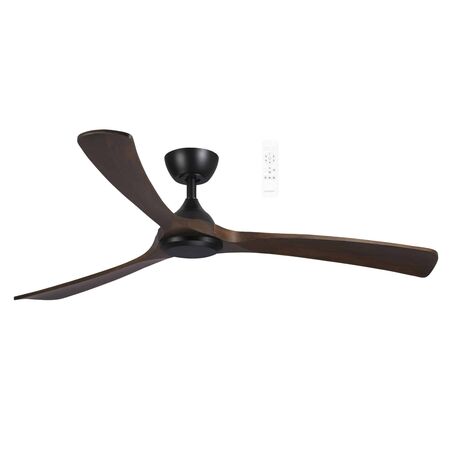 Norfolk DC 1480mm 3 Timber Blade WIFI & Remote Control Ceiling Fan Only Matt Black/Walnut