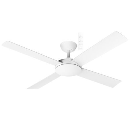 Quantum DC 1220mm All ABS 4 Fast Fix Blade Remote Control Ceiling Fan Only Matt White