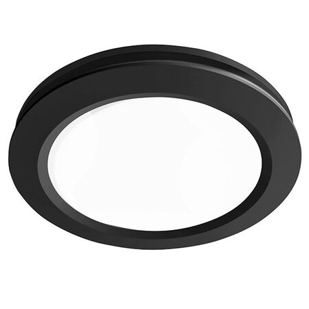 Saturn Round 250mm Exhaust Fan Matt Black  with 17w Tricolour LED Light