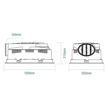 Phoenix 1000w Halogen 3 in 1 Bathroom Heater & High Extraction Exhaust Fan with 2 Tricolour LED Light Panels Black