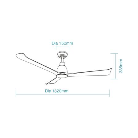 Polo DC 1320mm 3 ABS Blade WIFI & Remote Control Ceiling Fan Only Matt White/Walnut