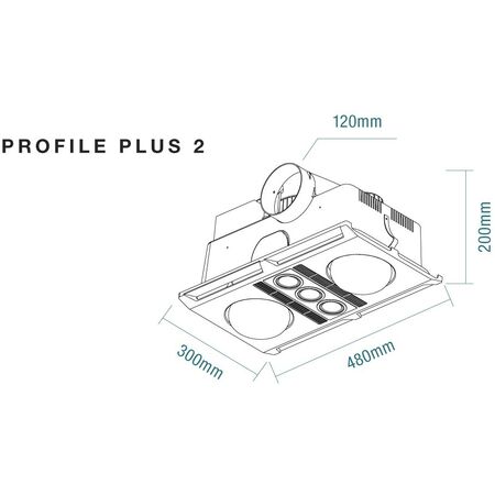 Profile Plus 2 Heat 3 in 1 Bathroom Heater Exhaust Fan with LED Lights White
