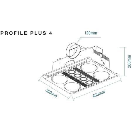 Profile Plus 4 Heat 3 in 1 Bathroom Heater Exhaust Fan with LED Lights White