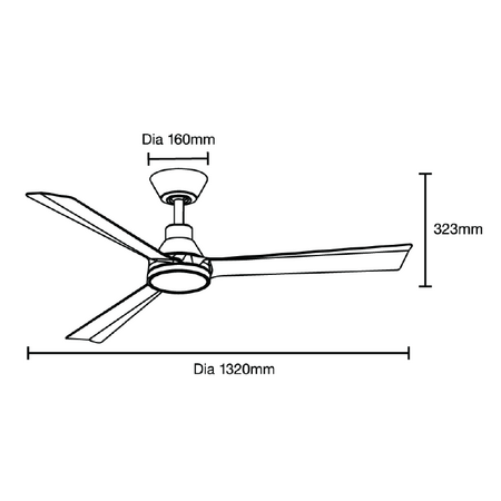 Riviera DC 1320mm 3 ABS Blade WIFI & Remote Control Ceiling Fan with Variable Dim 15w CCT LED Light Matt White