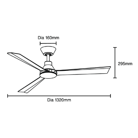 Riviera DC 1320mm 3 ABS Blade WIFI & Remote Control Ceiling Fan Only Matt White